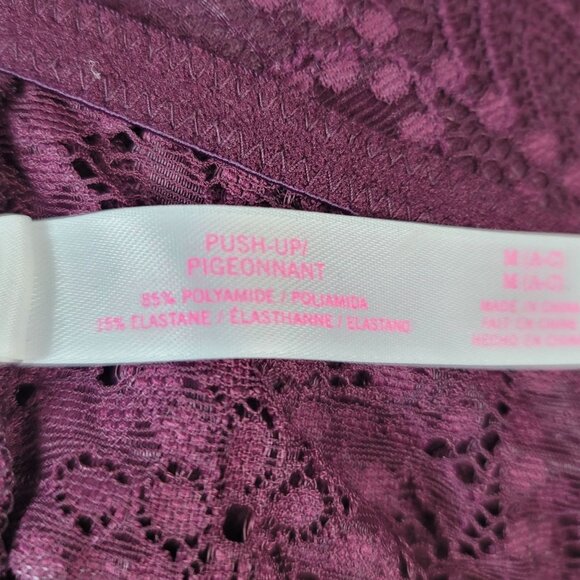 Victoria's Secret PINK High-Neck Bralette Purple Medium Lace Adj Scalloped Edges - Picture 8 of 10